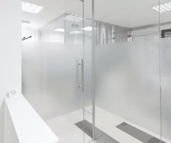 Frosted window film for bathroom and office windows in Orange County