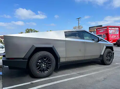 Tesla Cybertruck with professional window tinting by The Tint Pros in Orange County
