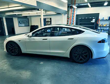 Tesla Model S window tinting at The Tint Pros in Huntington Beach, Orange County