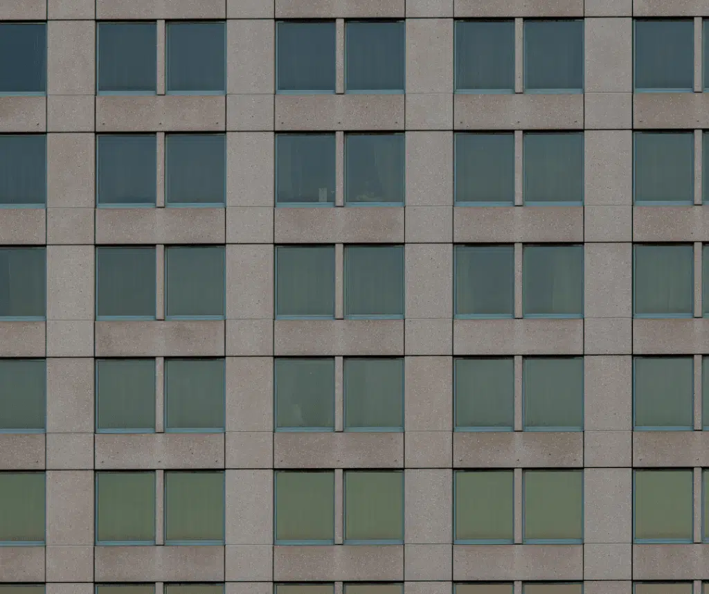 Low-E energy efficient commercial window film installed on office building in Orange County
